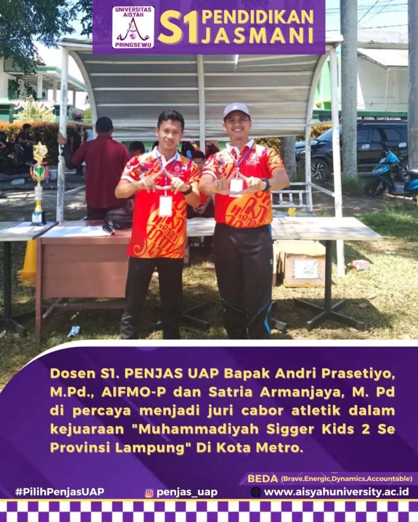 Dosen PENJAS Universitas Aisyah Pringsewu Jadi Juri Kejuaraan Atletik Muhammadiyah Sigger Kids 2 se-Provinsi Lampung